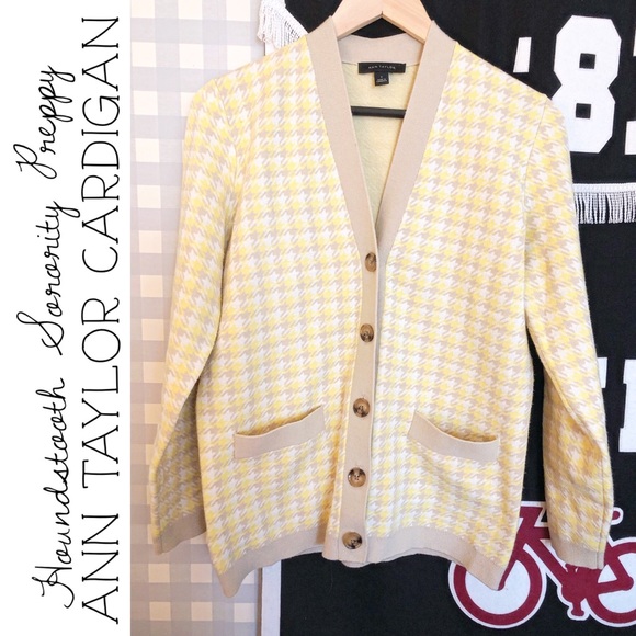 Ann Taylor Houndstooth Sorority Cardigan - Picture 1 of 11
